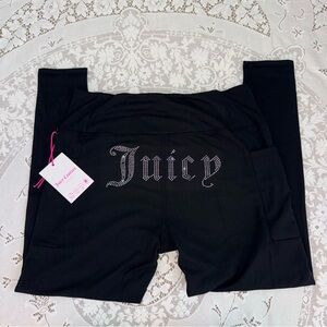 Juicy Couture Black Leggings with Pockets & Sparkling Logo size Large